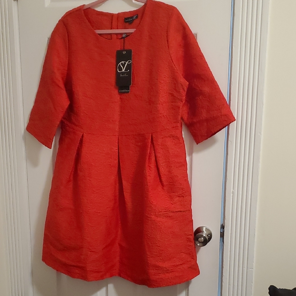 Red Textured Dress - Picture 8 of 8